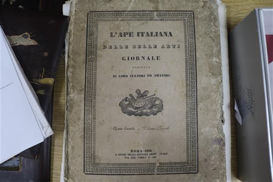 19th century Italian folio of classical engravings, overall 17 x 11.5in.